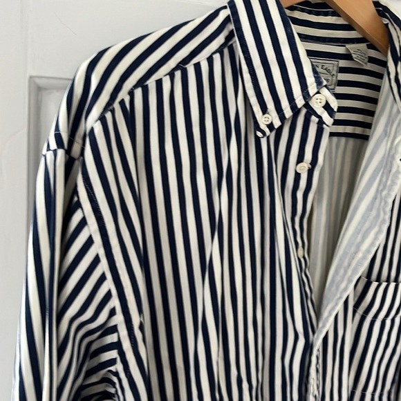 American Eagle Mens Button Up Shirt Long Sleeve Vintage Fit Stripes Blue - Picture 4 of 4